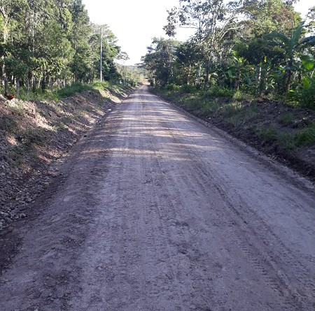 Camino hacia la comunidad La Mocuana mejorado en Jinotega