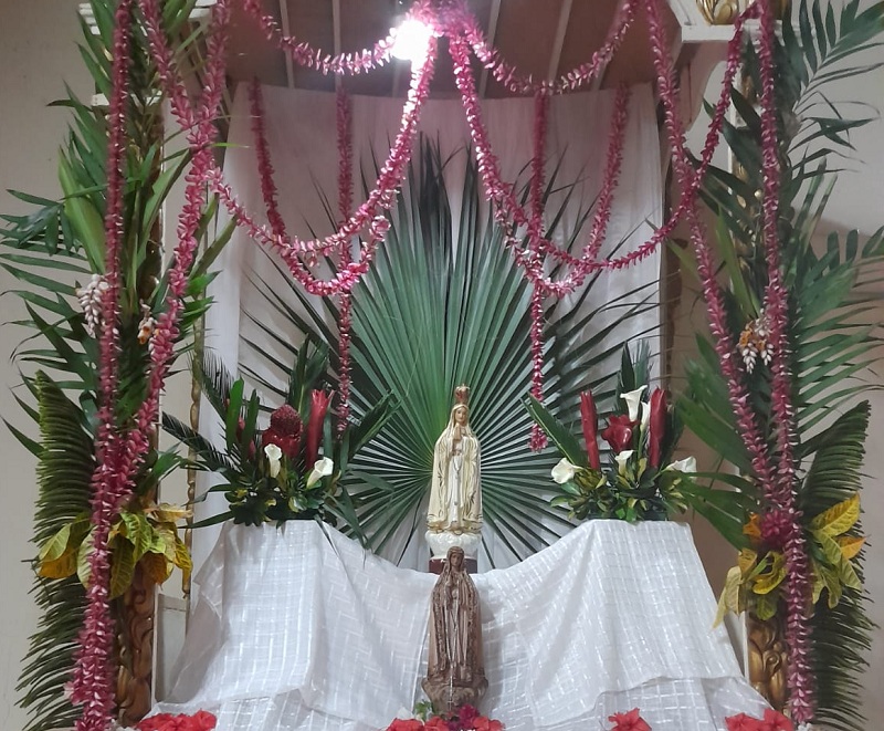 La Virgen de Fátima en su altar en Sabanagrande